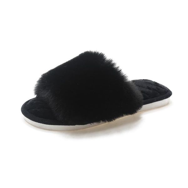 

slippers winter warm cotton simple non-slip indoor slides women home shoes corduroy couple slipper female outdoor, Black
