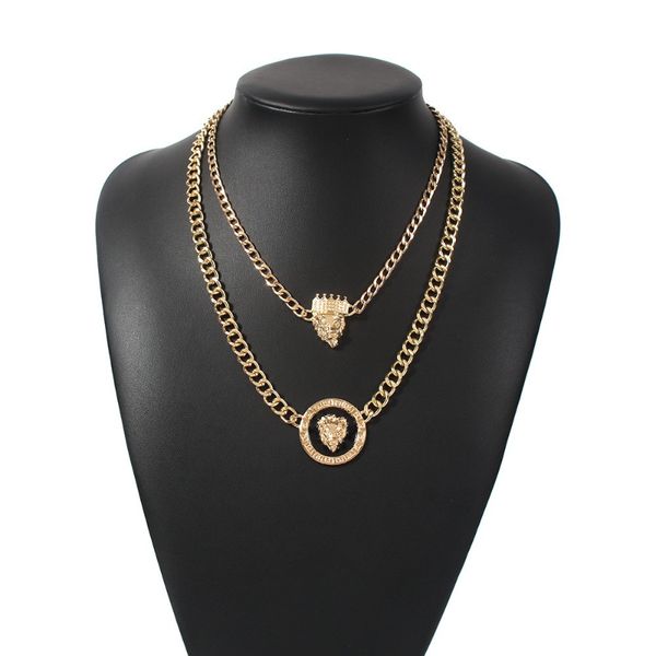 

necklaces chain fashion pendants jewelry the lions head crown high end elegant choker designer men women lover lady wedding gift christmas g, Silver