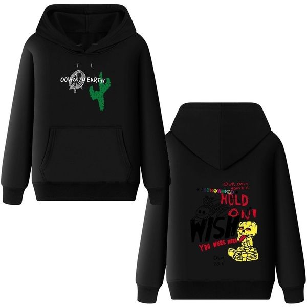 

selling hooded pullover new astro world personality trend sweater., Black