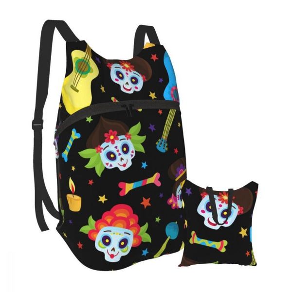 

backpack foldable waterproof travel men bag sugar skulls mexican day of the dead
