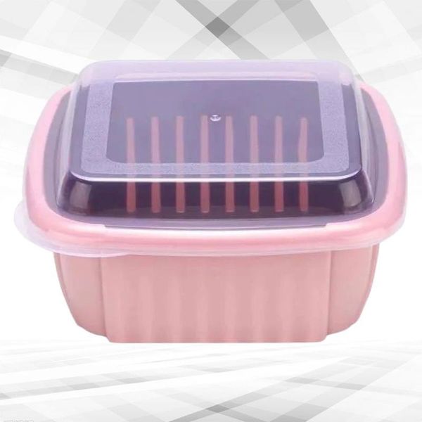 

storage bottles & jars 2 set double-layer colander with lid kitchen strainer drain basin basket washing bowl and for home (dar