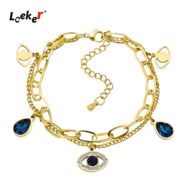 

link, chain leeker evil eye bijoux femme gold beads bracelet stainless steel bracelets women fashion jewelry 2021 042 lk2, Black