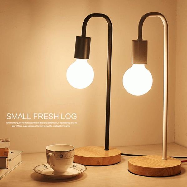 

simple wooden base table lamp desk lights bedroom reading room study lighting lamps