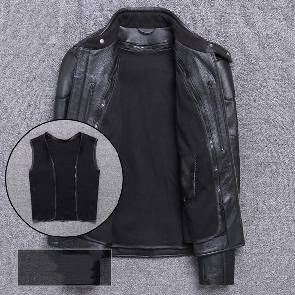 

men's leather & faux 2021 black motorcycle style genuine jacket men plus size 4xl real natural cowhide autumn slim fit young biker&#039