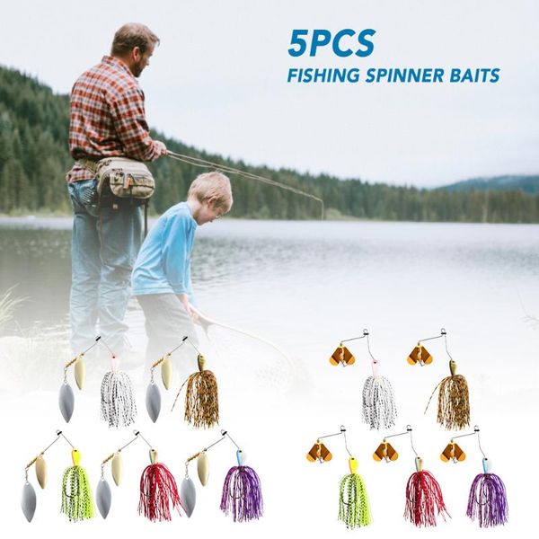 

fishing hooks 5pcs hook spinner baits hard lure kits 20g 25g spinnerbaits jig with barbed for saltwater freshwater