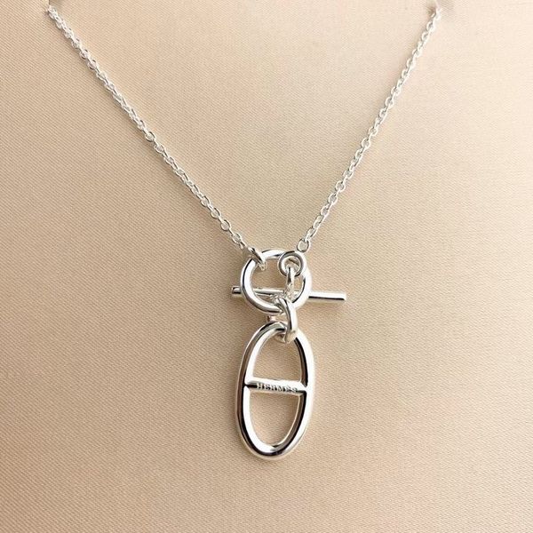 

s925 silver pendant necklace with ol clasp design for women wedding jewelry gift has box ps3151, Golden