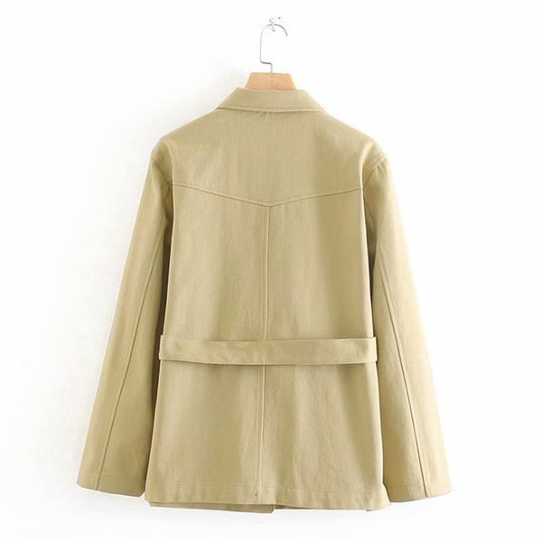 

jackets lapel vintage women's long sleeves jacket coat fashion with belt pockets are loose and casual female chic, Black;brown