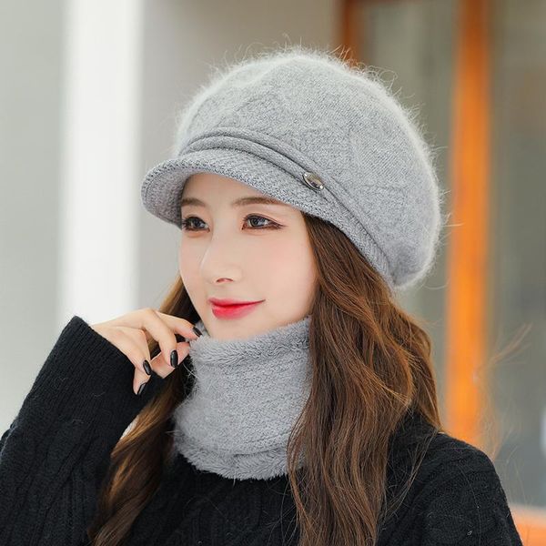 

beanie/skull caps skullies beanies women knitted hat scarf female winter hats for bonnet solid balaclava mask feminino beanie mom cap, Blue;gray