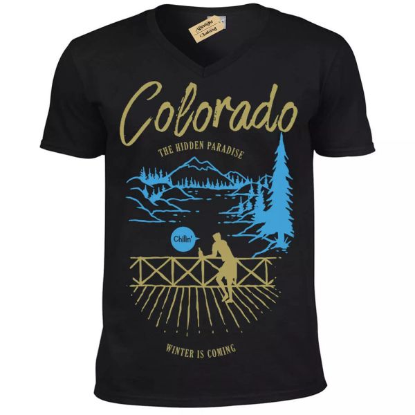 

hidden paradise camiseta colorado invierno coming hombre cuello en v, White;black