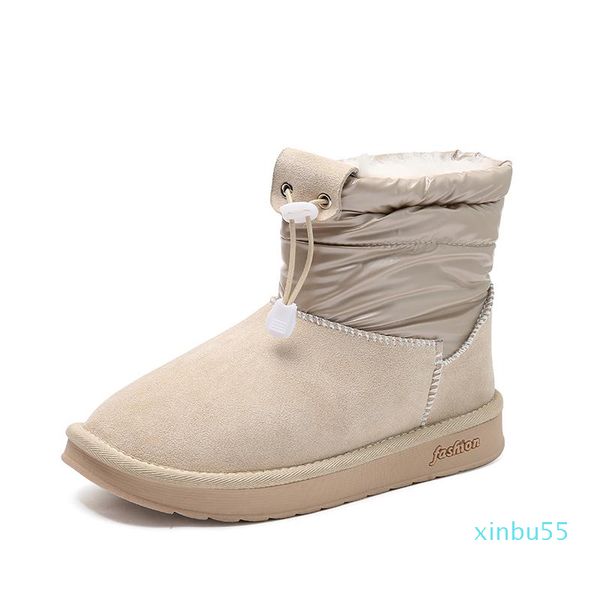 

boots women warm fur ankle winter platform plush shoes round toe snow, Black