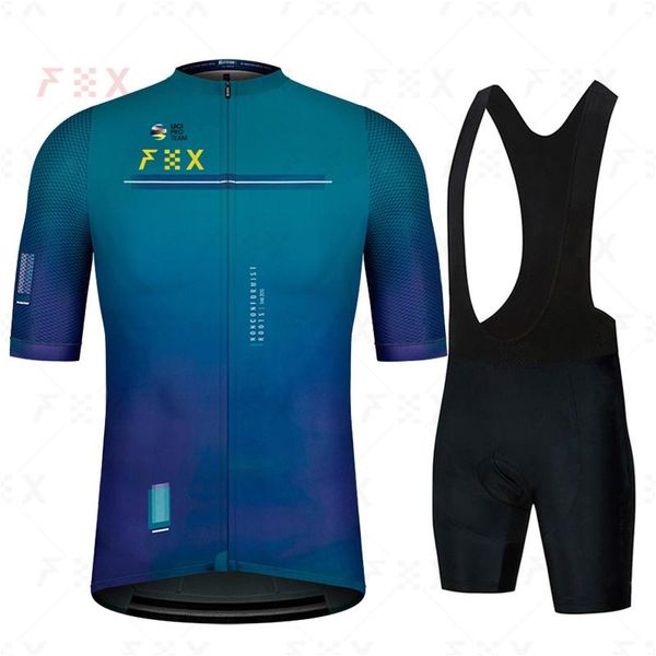 

racing sets cycling jersey 2021summer blue team set breathable quick-drying ropa ciclismo maillot triathlon skinsuit, Black;blue