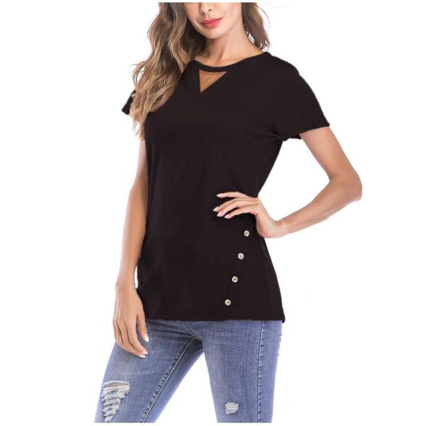 

women's t-shirt elegant women black tee shirts solid color v-neck casual short sleeve tunic woman summer drop, White