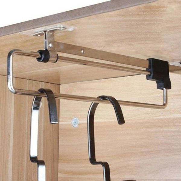 

hangers & racks 10/12/14/16inch wardrobe hang hanging rod clothes bags rail pull out retractable cabinet sliding rack