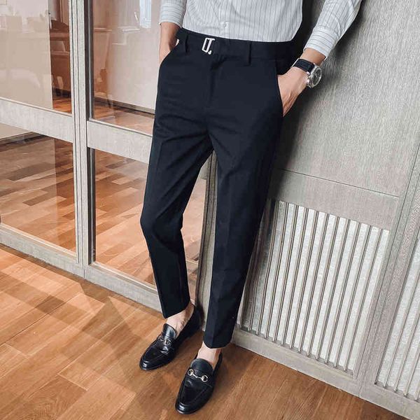 

men's pants fashion suit men autumn winter mens casual slim fit wedding business office social trousers n6qi, Black