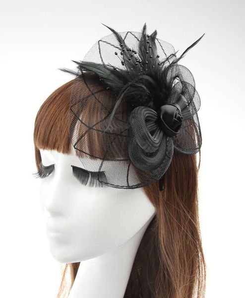 

1 x vintage veiling women lace flower feather hats wedding bridal party hair accsori