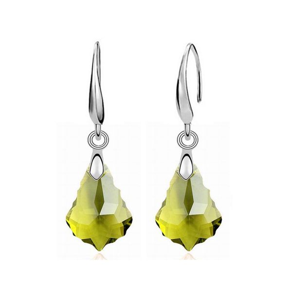 

6 colors fashion long earring classic maple leaves crystal drop earrings for women geometric girls party jewelry birthday gifts, Golden;silver