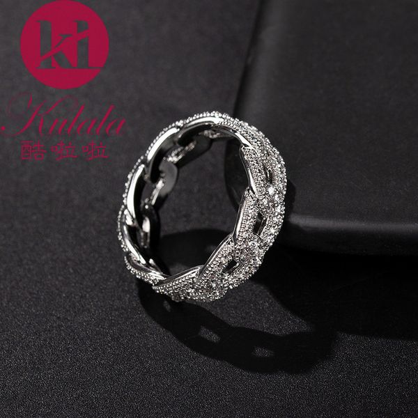 

creative personality hollow out silver women's closed mouth full diamond micro set zircon ring jewelry