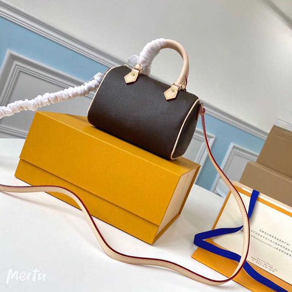 

nano speedy canvas cross body bag women genuine leather single shoulder bags fashion mini handbags with box b125