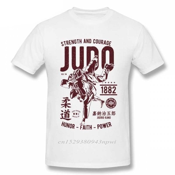 

strengh and courage judo 1882 faih power shir ee unique design shirt cotton big size homme -shirt 210629, White;black