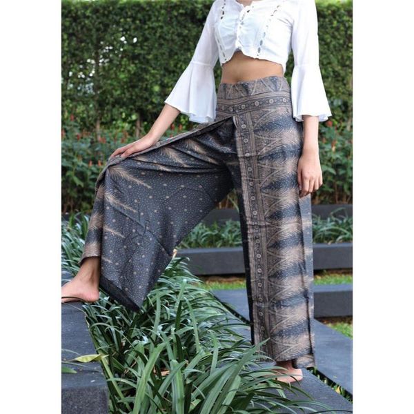 

high waist sport leggings women's bohemian loose travel lounge festival beach print wide leg pants squat proof, Black