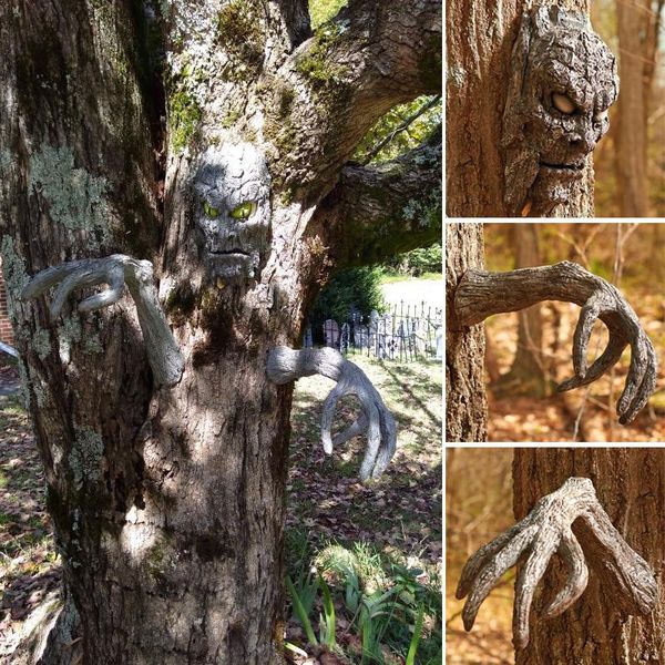 

decorative objects & figurines creative resin tree faces decor outdoor whimsical hugger statues bark ghost face facial features decorati