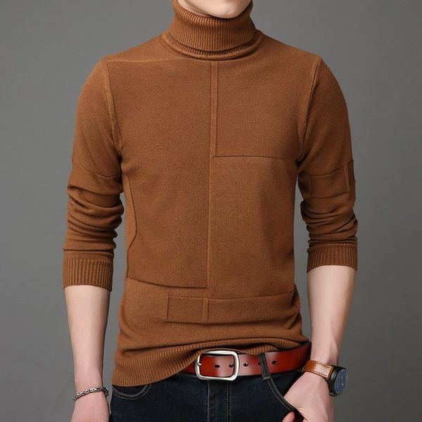 

autumn winter men sweater 's turtleneck solid color casual slim fit brand knitted pullover men's sweaters, White;black