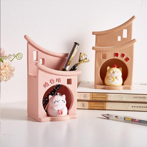 

decorative objects & figurines cute cartoon style girl's heart fairy desk decoration multifunctional resin small house model pen barrel