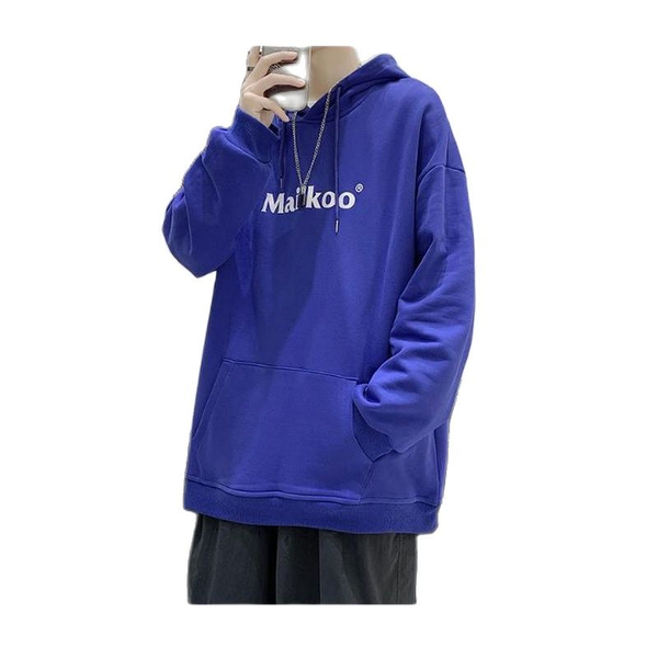 

men's hoodies & sweatshirts spring and autumn pullover, korean fashion loose print hooded hoodie, casual all-match sportswear, Black