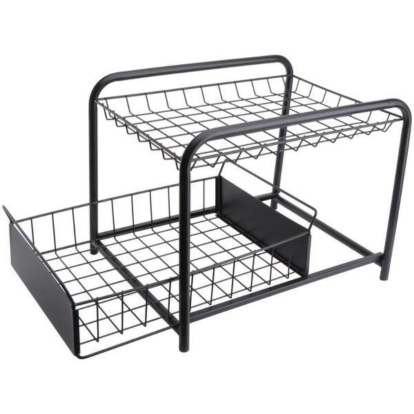 

kitchen under sink organizer and storage cabinet rack (black) & organization