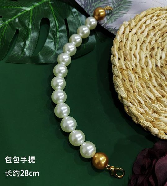 

bag parts & accessories fashion hand chain pearl acrylic bead vintage color contrast golden handmade handbags for women ornament, Black