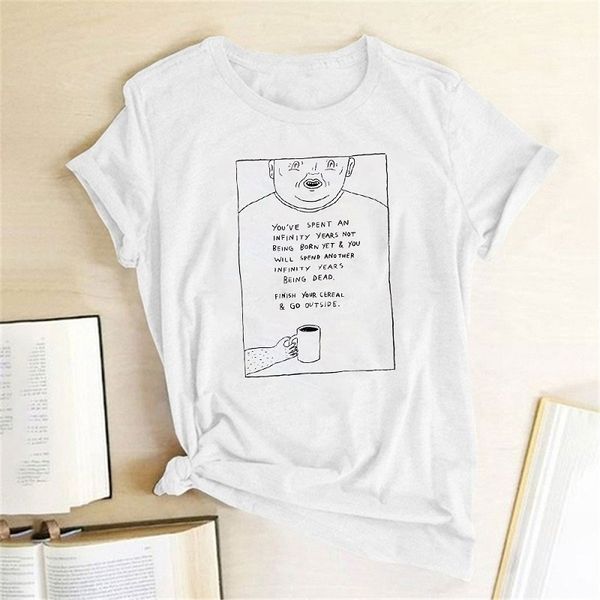 Gastado infinito homens xícara chá gráfico tee arte estética desenho casual engraçado rua estilo unisex tee harajuku mulheres hipster tshirt 210518