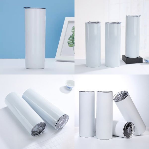 20oz DIY Sublimations Tumblers Stainless Steel cup straight lnsulated Sublimation Blanks water bottle with Closed Lid Mugs