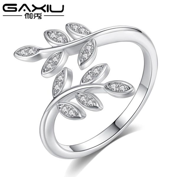 

wedding rings leaves zircon open for women silver color adjuatable engagement ring female fashion party jewelry anillos 2021, Slivery;golden