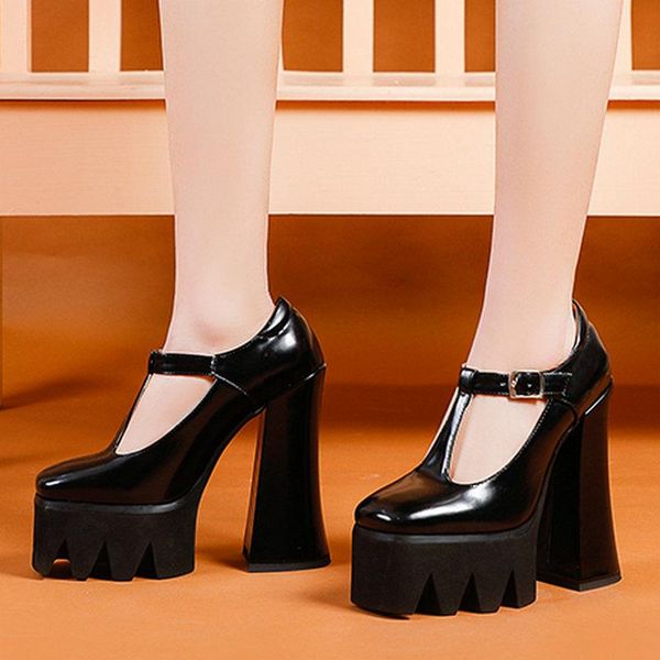 

dress shoes 2021 brand women single autumn thick high heels platform square heel black white party woman pumps