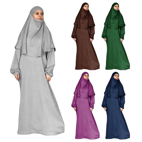 

kalenmos formal muslim women hijab dress abaya prayer garment sets khimar islamic clothing dubai turkey namaz jurken abayas, Red