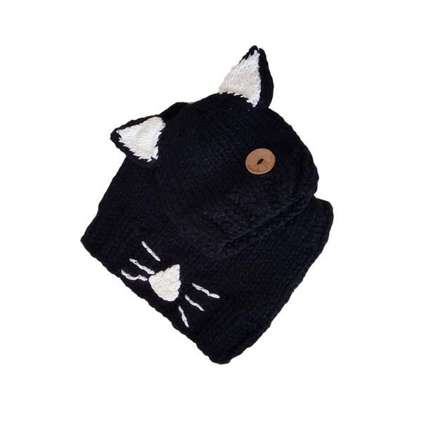 

hats, scarves & gloves sets cat ear scarf hat set cartoon caps neck warmer wrap wool knitted beanie for children kids (black), Blue;gray