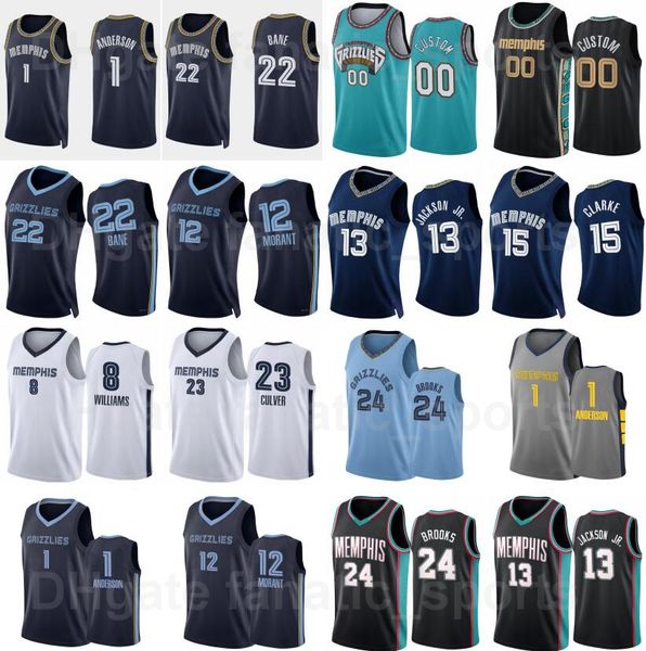 

print basketball 75th anniversary kyle anderson jersey 1 ja morant 12 desmond bane 22 jaren jackson jr 13 deanthony melton 0 xavier tillman, Black;red