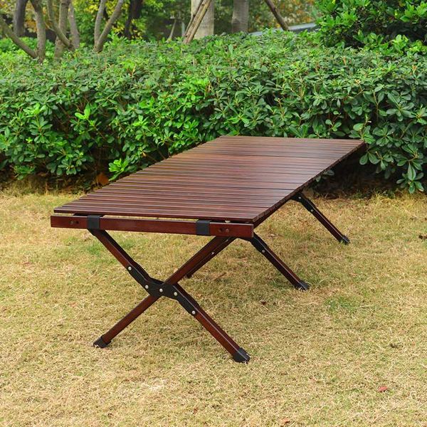 

camp furniture portable table camping brown color
