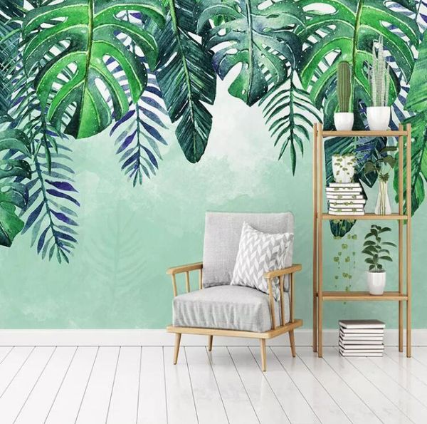 

wallpapers custom mural wallpaper nordic hand painted tropical forest tree leaves living room sofa tv background 3d po wall paper modern