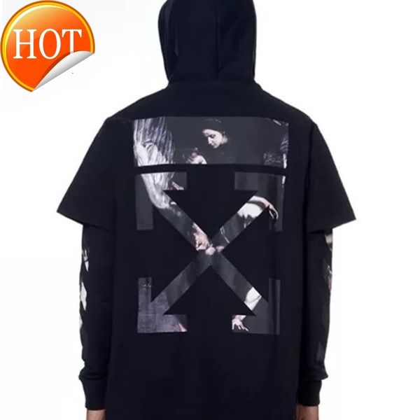 

off tide arrow brand white witch fake two-piece sweater for men and women, Black