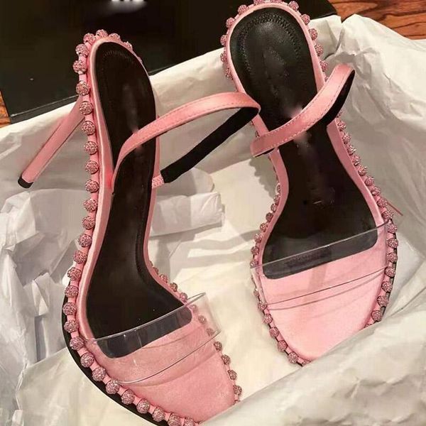 

dress shoes 2021 summer crystal rhinestone sandals women 7/9cm high heels pink white black fetish stripper female xjr-76