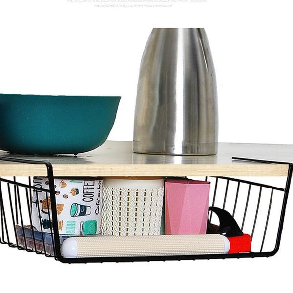 

large capacity home organizers desk storage rack kitchen iron shelf cupboard hanging under basket baskets