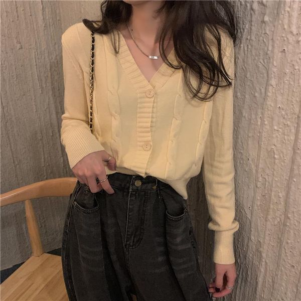 

women's knits & tees 11 colors sweater cardigan women autumn summer v neck single breasted solid knitted causal slim female, White