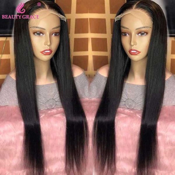 

lace wigs frontal wig 30 inch front human hair preplucked bone straight 4x4 closure, Black;brown