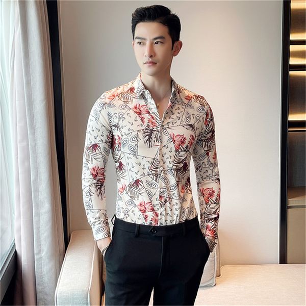 

2022ss luxurys designers dress shirt menswear fashion society black men solid color business casual mens long sleeve red size -4xl 1, White;black