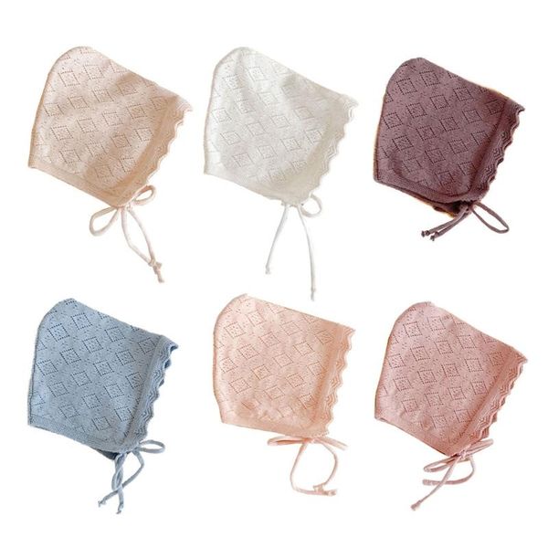 

baby girl hats cotton solid color & caps for 0-24 months born babies knitted hat with lace flowers, Yellow