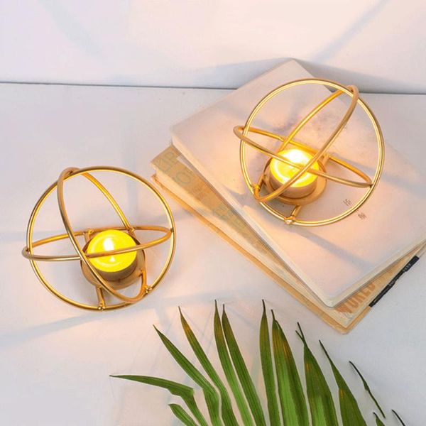 

geometric ring candle holder house decoration metal candlestick table creative ornament iron art home decor wedding decorations holders