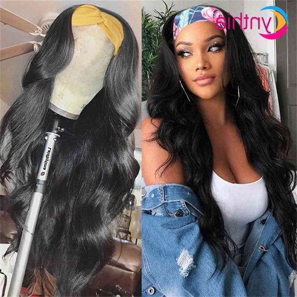 

wig human hair headband body wave, Black