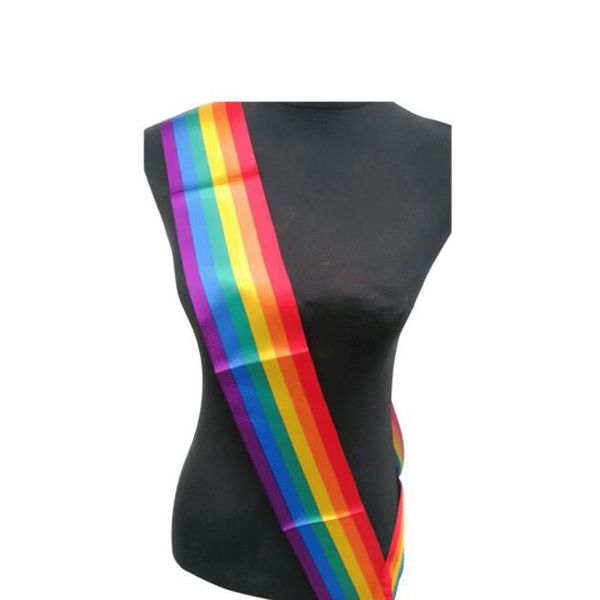 Pride Gay Arco-íris Cetim Sash Etiqueta Sashes Favoritos Favores Favoritos Acessório ZC3510