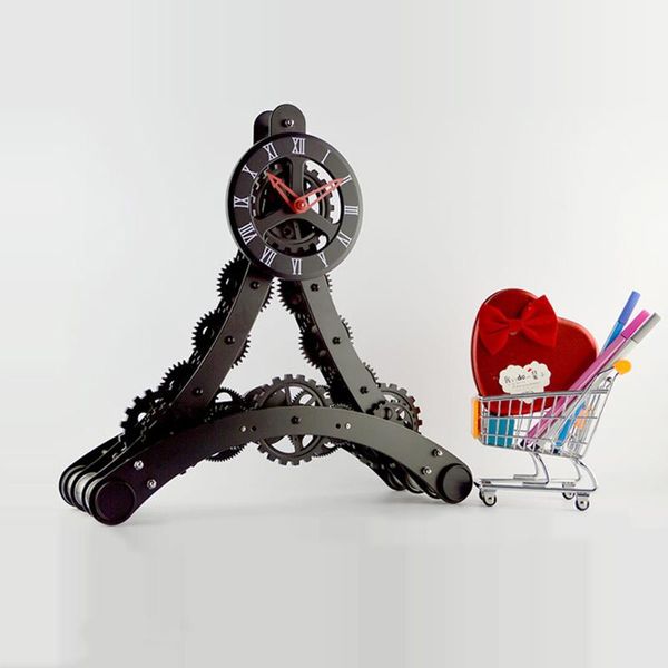 

desk & table clocks 1 set 2021 fashion design eiffel tower large size gear deskclock for art home or office decoration